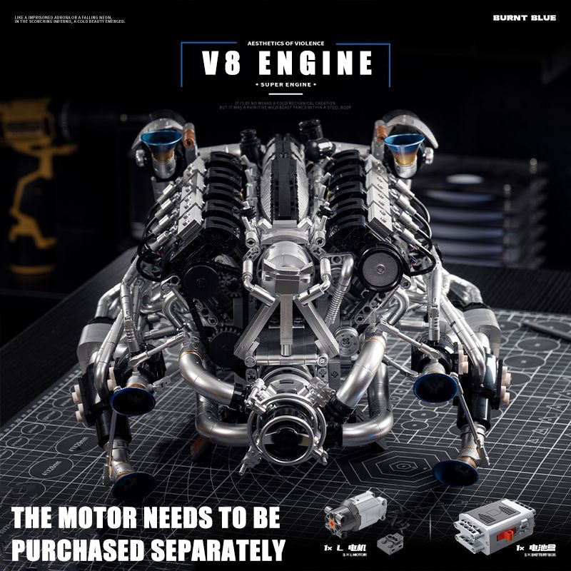 Model Kit Engine V8 - Zestaw klocków konstrukcyjnych MOC Supercar V8